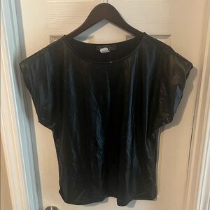 NWOT Faux Leather Black Women's Top Size 1X